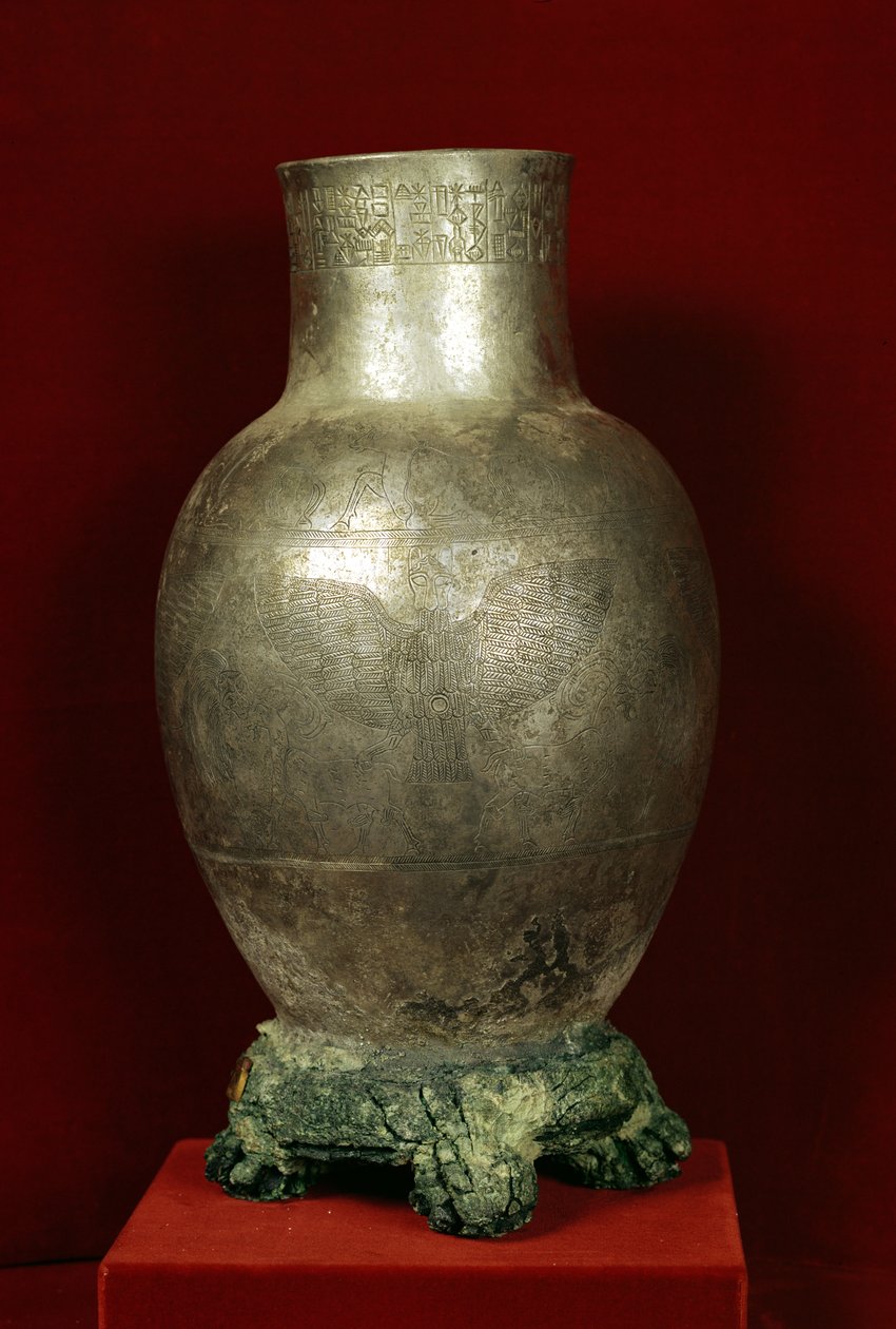Vaas gewijd door Entemena aan de god Nigirsu, uit Tello (Oud Girsu) c.2400 v.Chr. door Mesopotamian