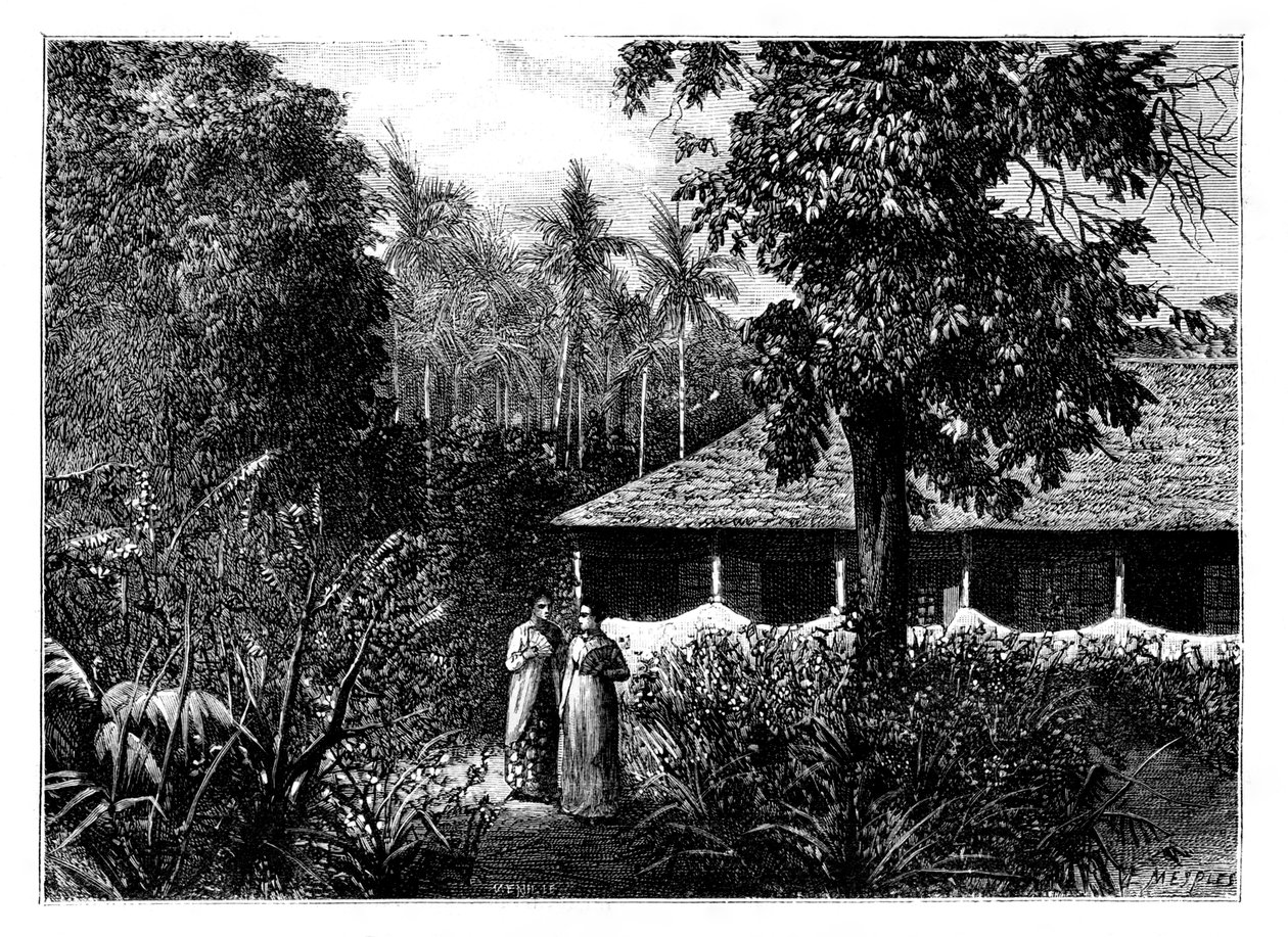 Nederlands Huis in Ternate, Indonesië, 19e eeuw door Mesples
