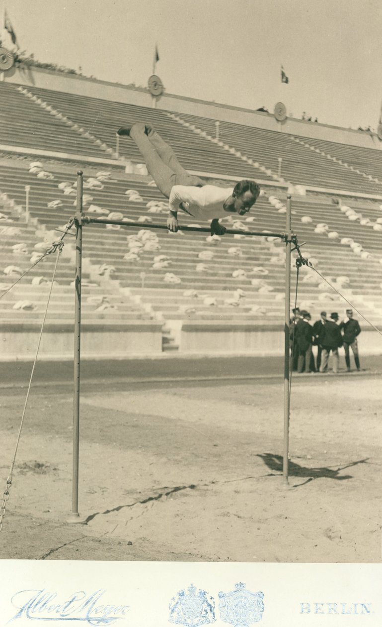 Olympische Spelen, 1896; de atleet Herman Weingartner, kampioen horizontale balk door Meyer Albert