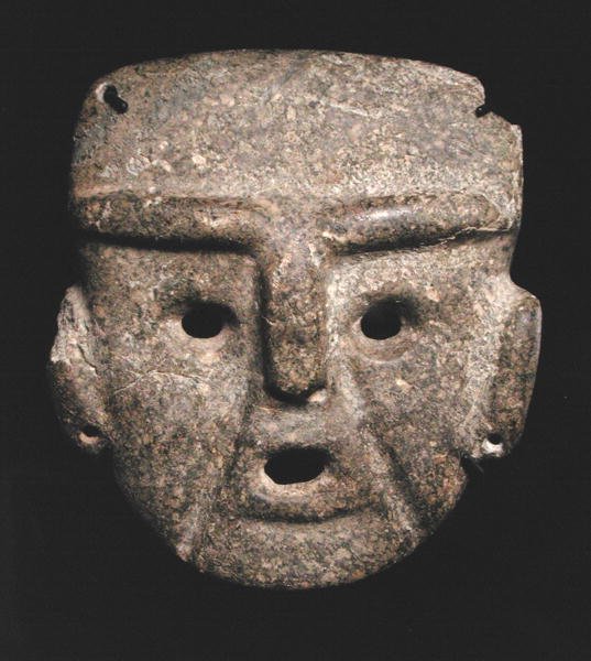 Masker, 300-100 v.Chr. (groensteen) door Mezcala Mezcala