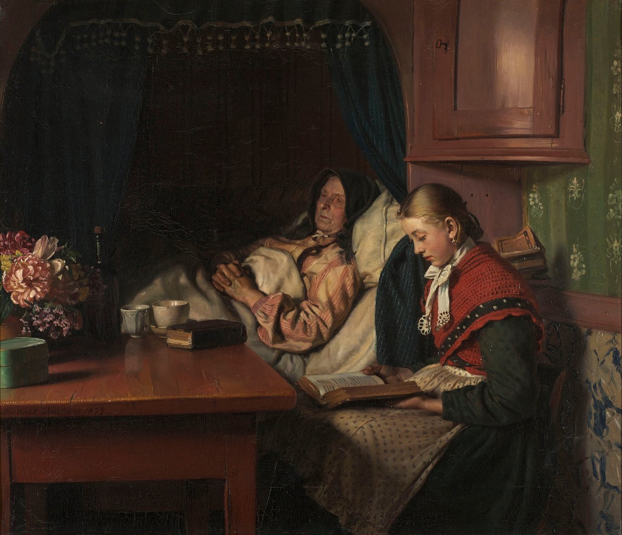 Grootmoeder op Ziekenbed door Michael Peter Ancher