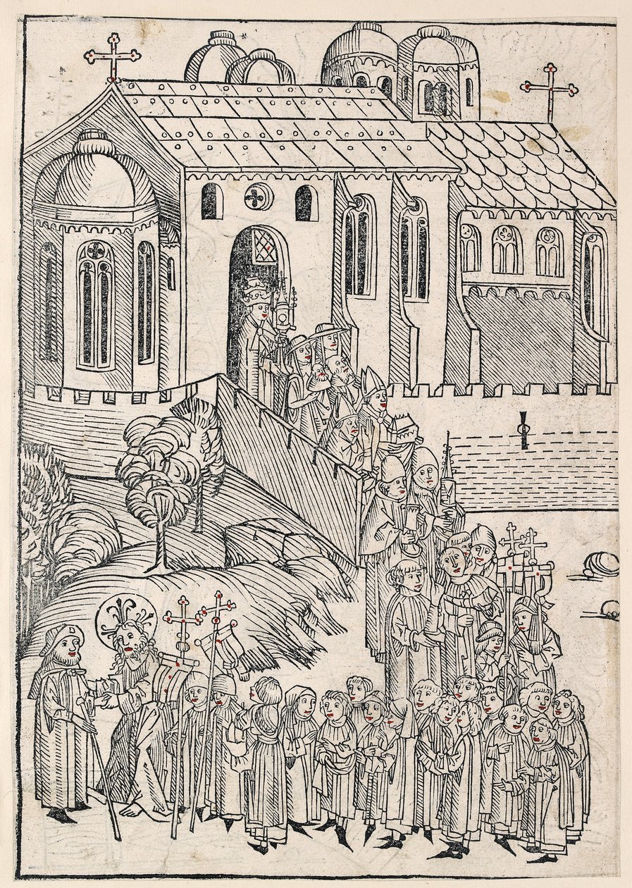 Christus begroet een Pelgrim door Michael Wolgemut