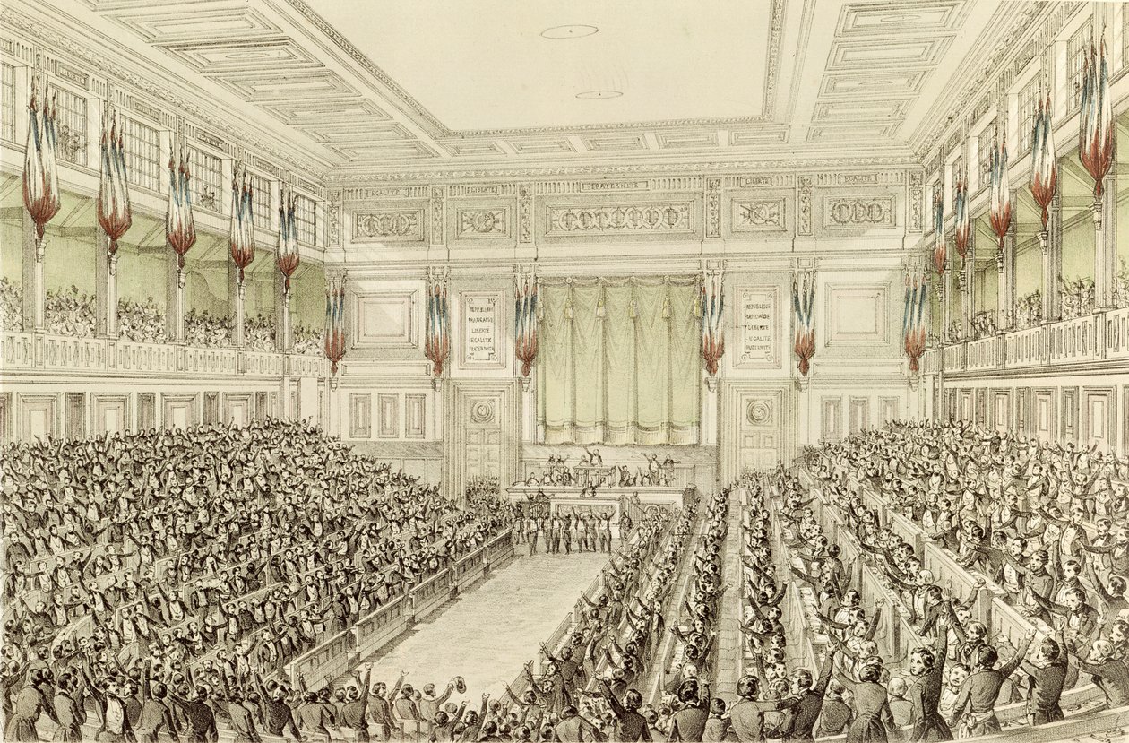 Eerste Vergadering van de Nationale Vergadering, 4 mei 1848 door Michel C. and Gaildrau, Jules Fichot
