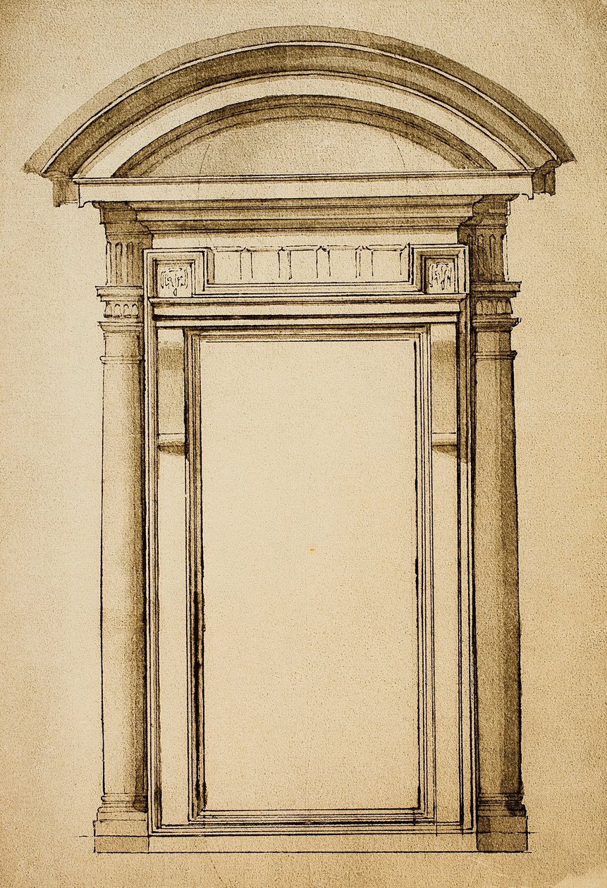 Een deur; tekening door Michelangelo door Michelangelo Buonarroti