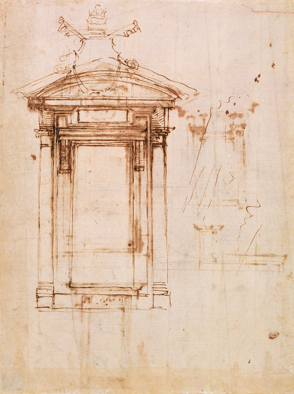 Architectonische studie door Michelangelo Buonarroti
