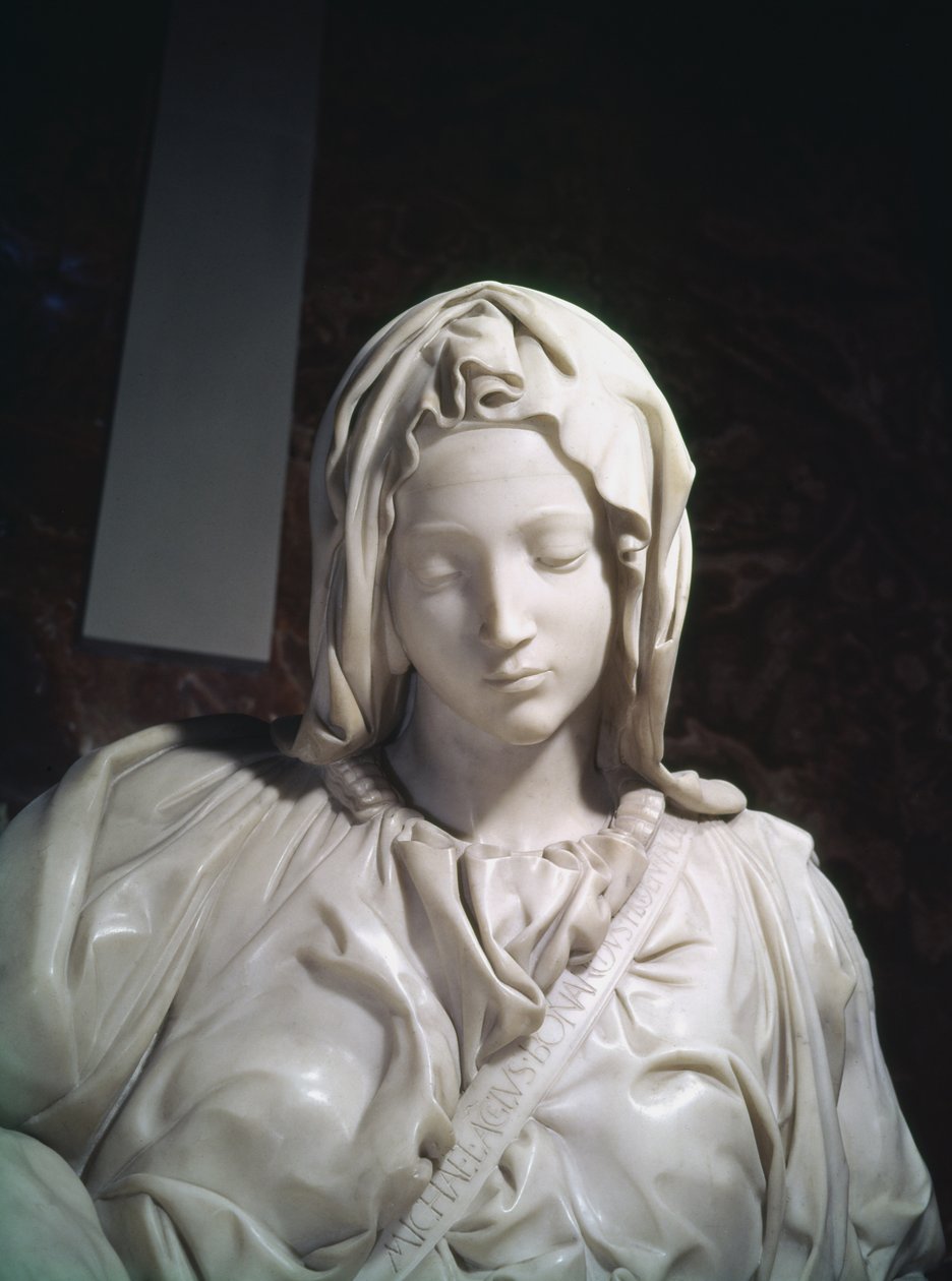 Detail van de Pietà, 1498-99 marmer door Michelangelo Buonarroti