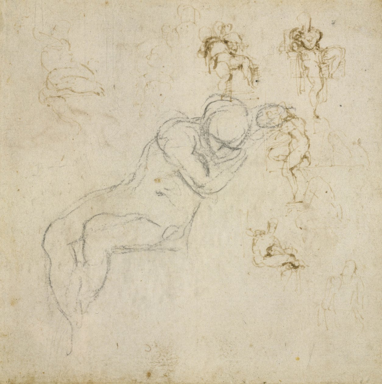 Figurenstudie, ca. 1511 door Michelangelo Buonarroti
