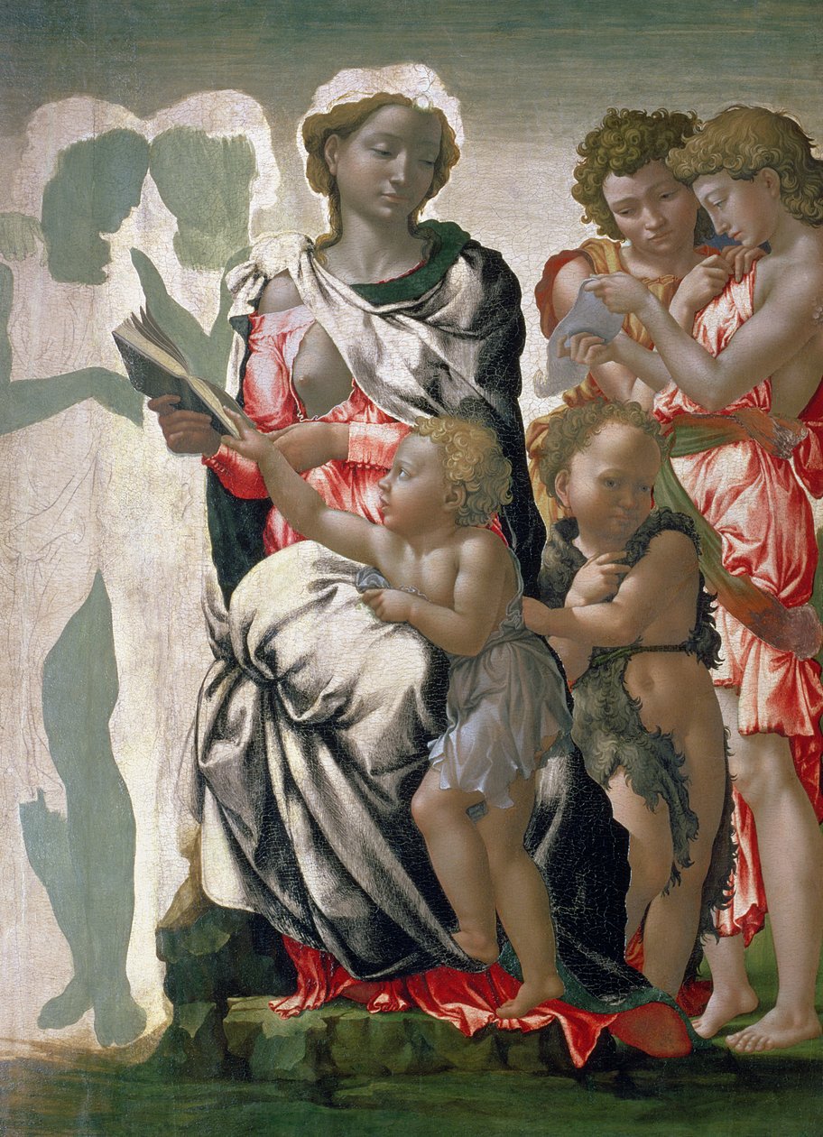 Madonna en kind met St. Johannes, c.1495 door Michelangelo Buonarroti