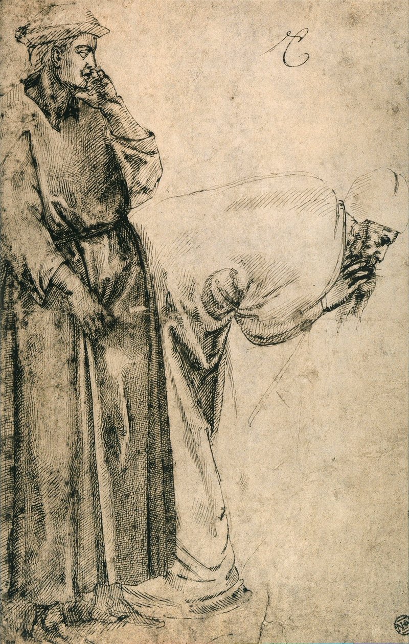 Mannelijke figuren (kopie van Giotto) door Michelangelo Buonarroti