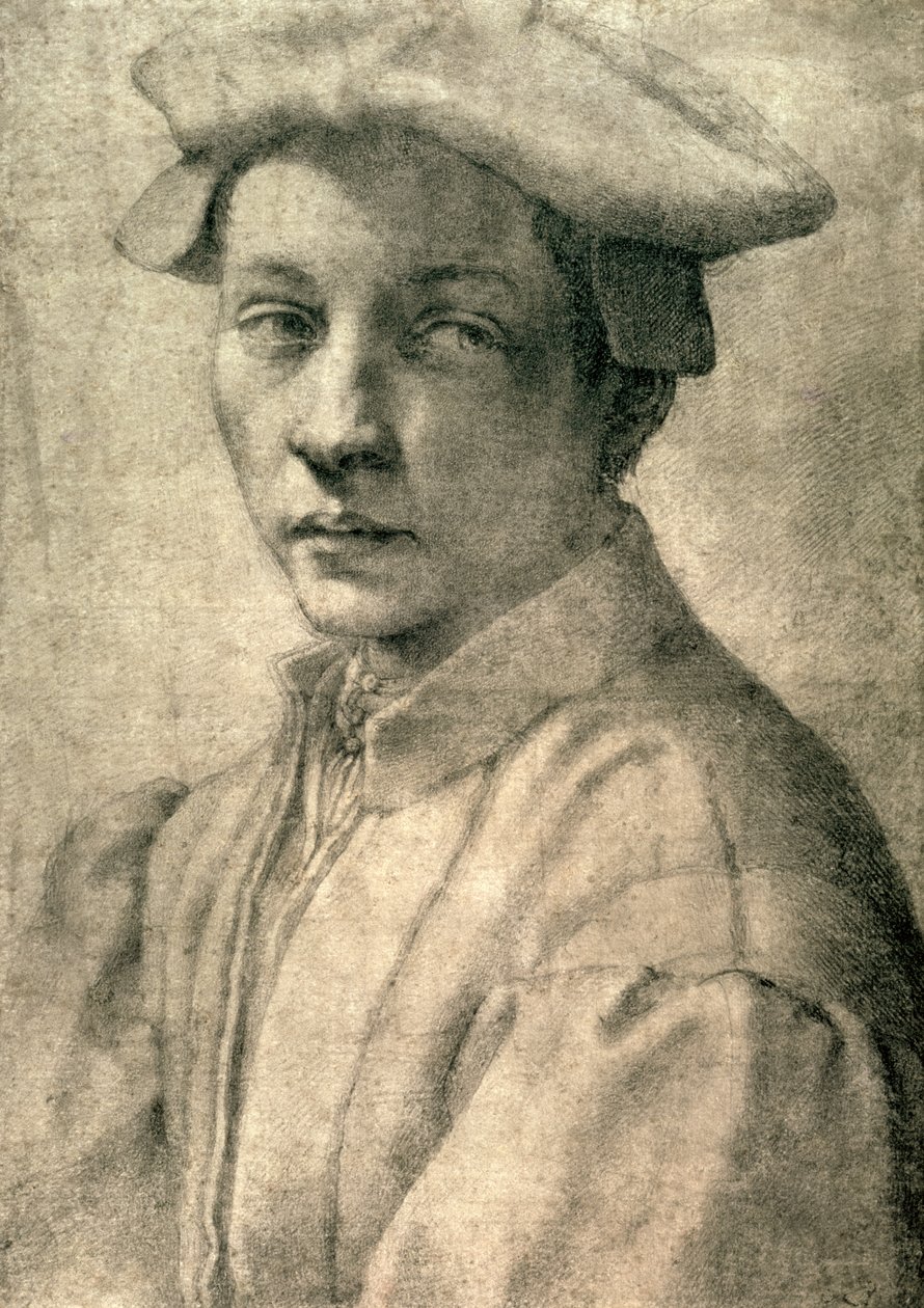 Portret van Andrea Quaratesi, c.1532 (zwarte krijt op papier) door Michelangelo Buonarroti