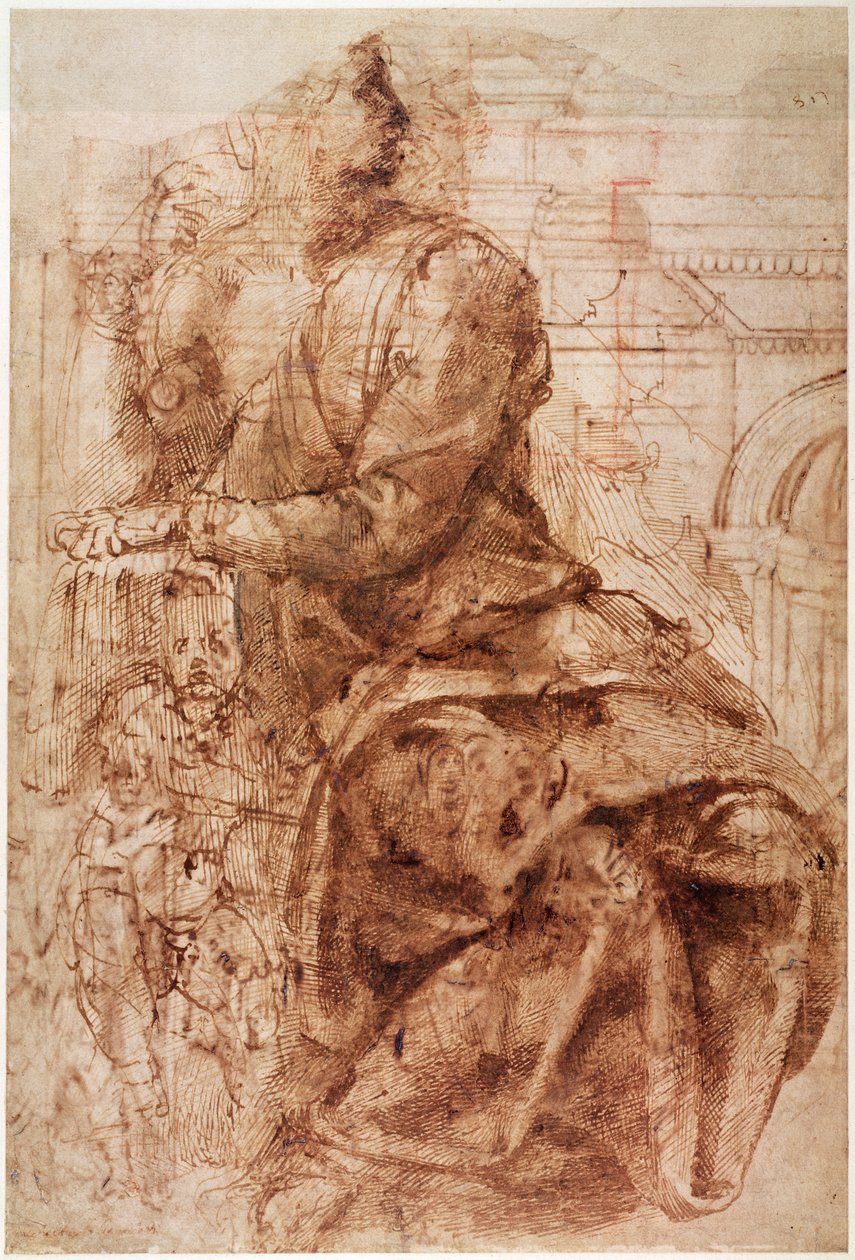 Studie van Sibyl door Michelangelo Buonarroti
