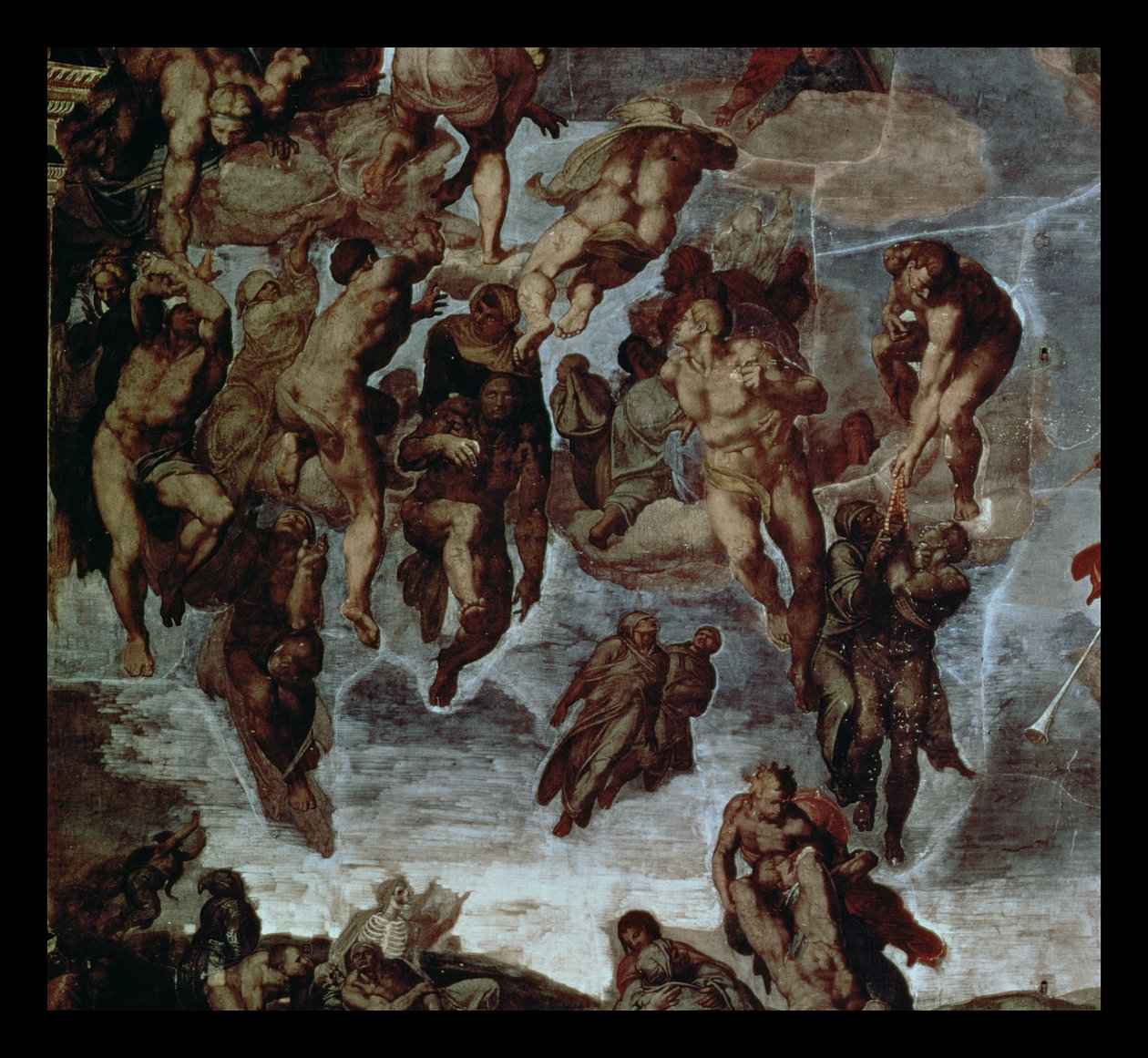 De Rechtvaardigen Opgetrokken naar de Hemel (detail) door Michelangelo Buonarroti