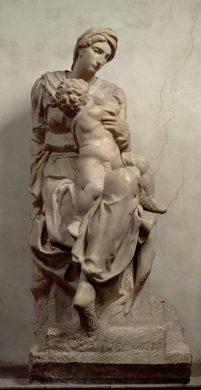 De Maagd en het Kind (marmer) door Michelangelo Buonarroti