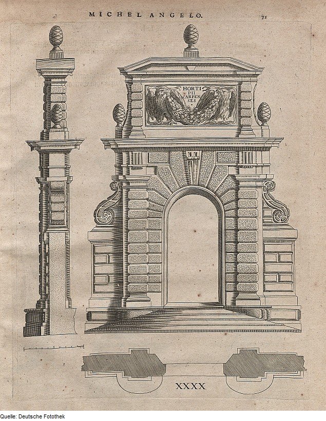 Poort naar de Lusttuin van het Castello Sforza in Milaan door Michelangelo Buonarroti