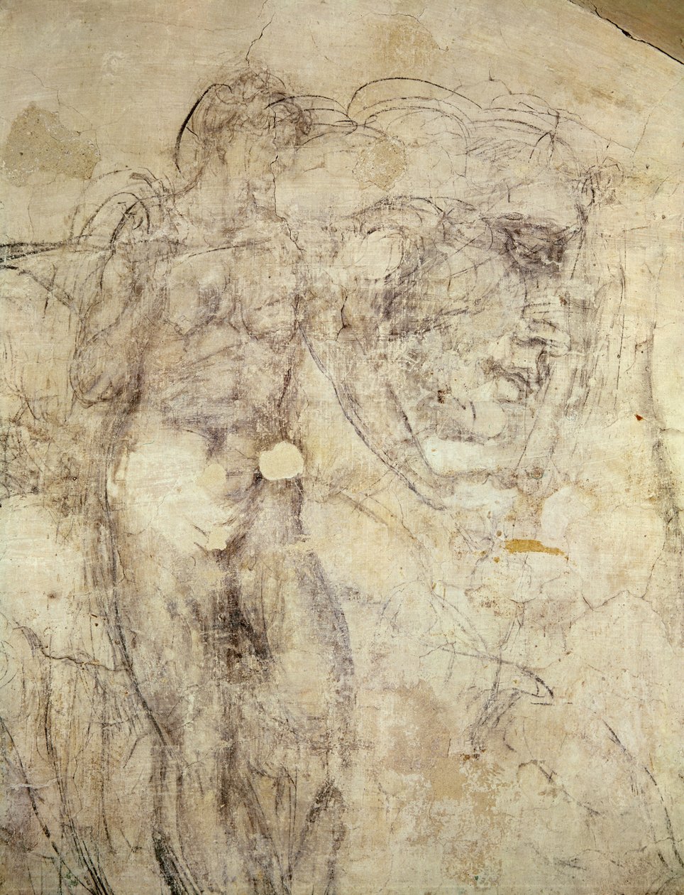 Muurschildering van een vrouwelijke figuur en een hoofd, c.1530 door Michelangelo Buonarroti
