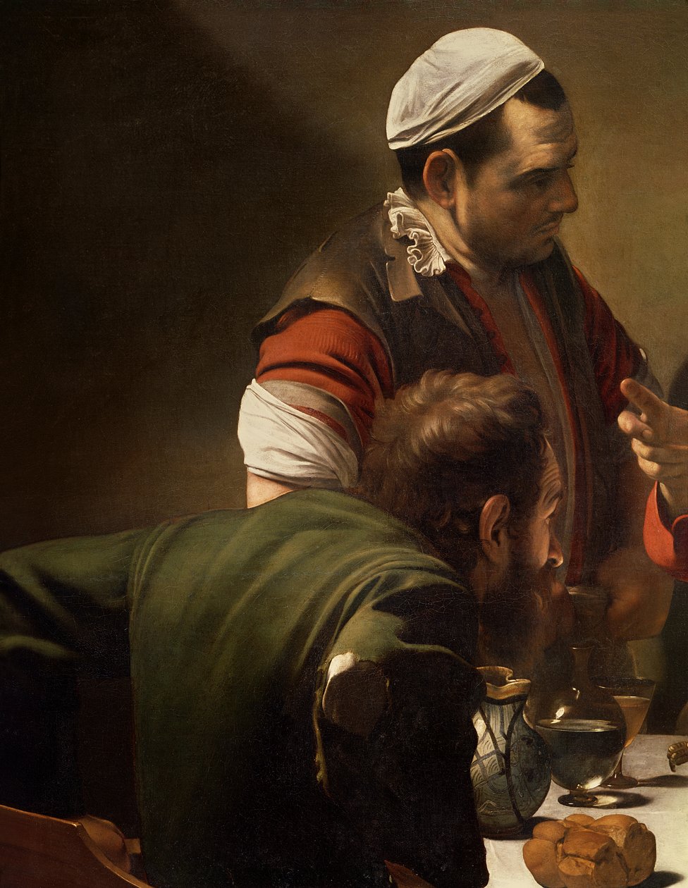 Het Avondmaal in Emmaüs, 1601 (detail) door Michelangelo Merisi Caravaggio