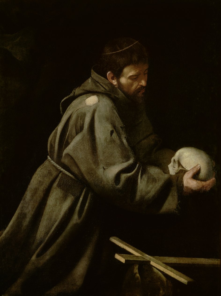 Sint Franciscus in meditatie door Michelangelo Merisi Caravaggio
