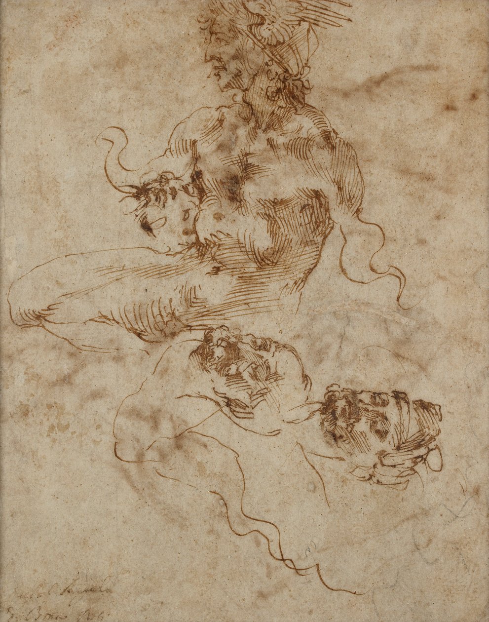 Een Figuur die lijkt op een Triton, c1490-1560 door Michelangelo Buonarroti