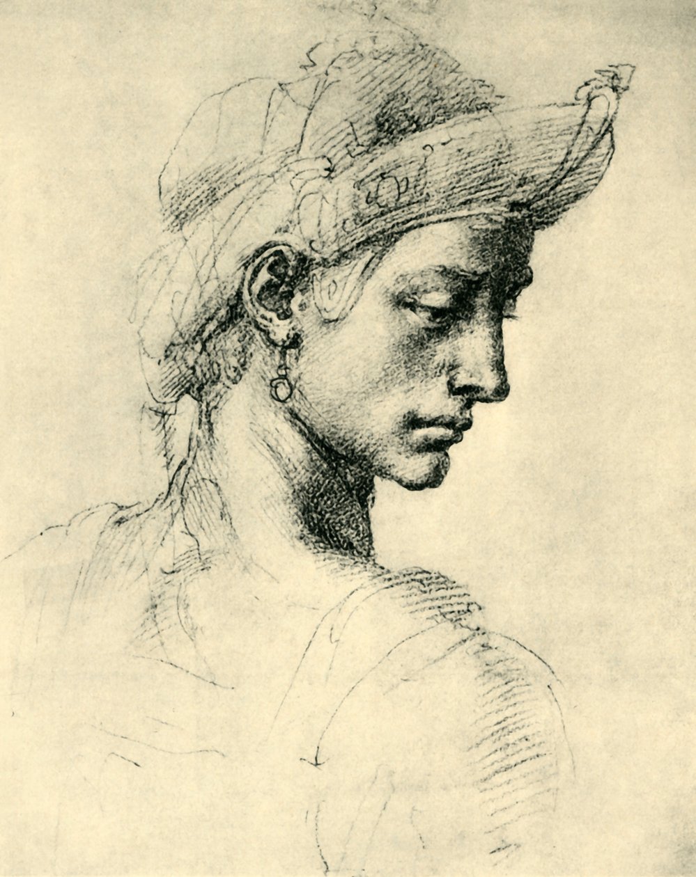 Ideaal hoofd, 1520-1525 door Michelangelo Buonarroti