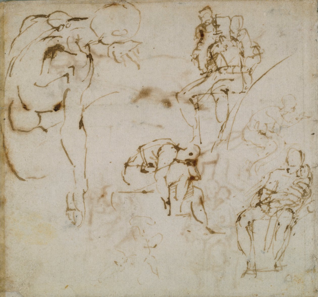 Pagina uit een schetsboek, ca. 1490-1560 door Michelangelo Buonarroti