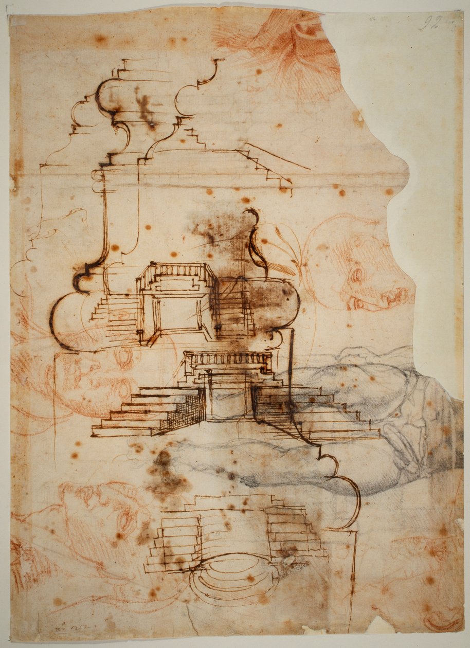 Plannen voor trappen door Michelangelo Buonarroti