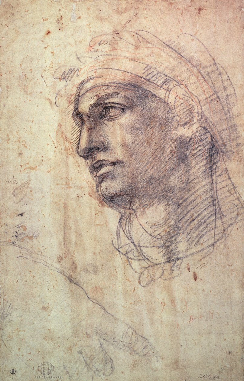 Studie van een Hoofd door Michelangelo Buonarroti