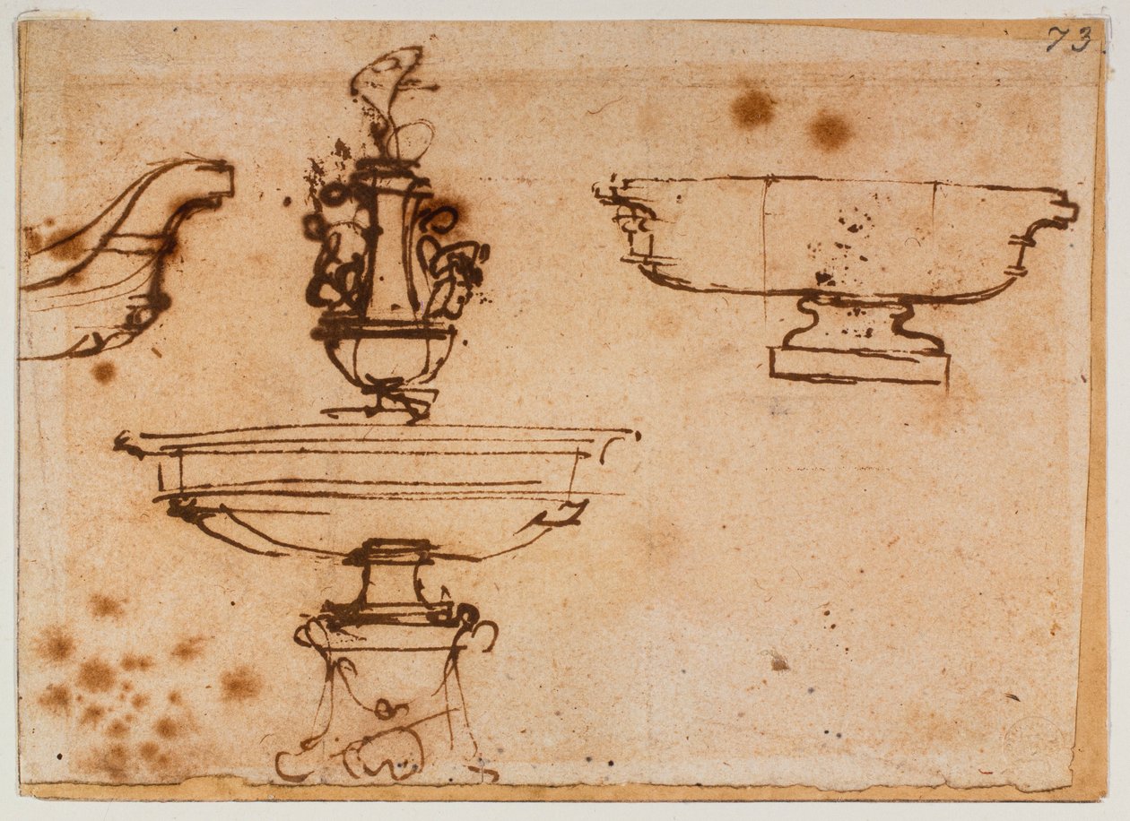 Drie fonteinontwerpen door Michelangelo Buonarroti