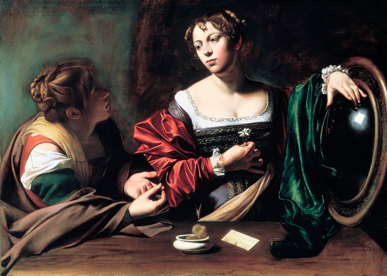 Martha en Maria Magdalena door Michelangelo Merisi Caravaggio