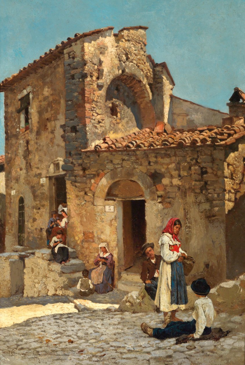 Italiaanse straattafereel door Michele Cammarano
