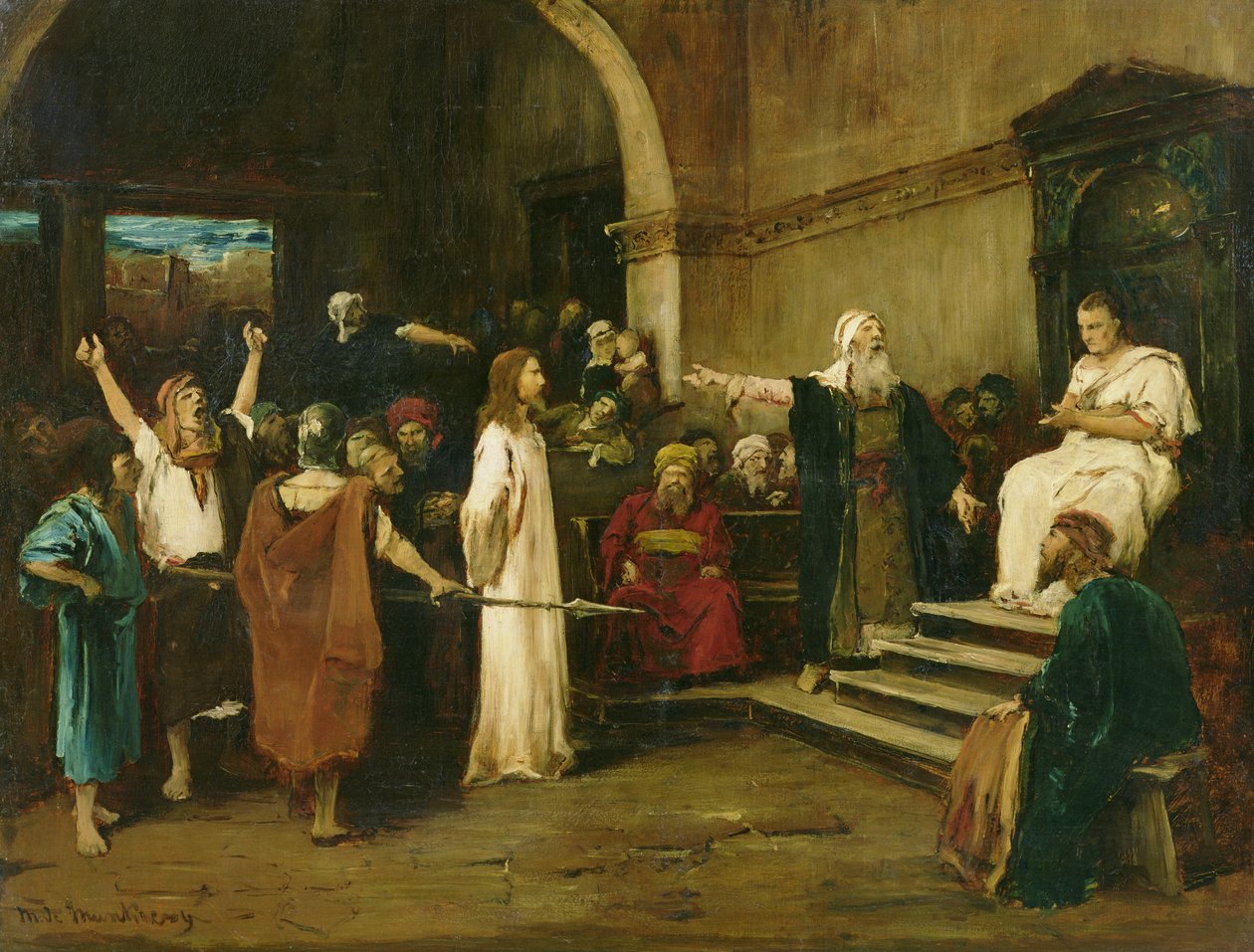 Christus voor Pilatus, 1880 door Mihály Munkácsy