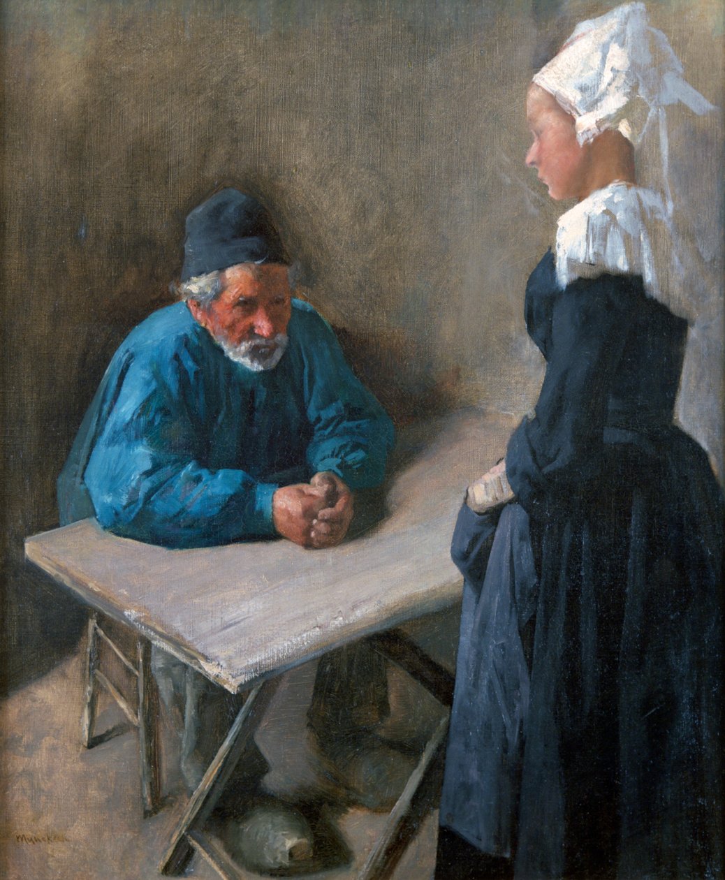 De verloving van de dienstmeid, ca. 1864-1900 door Mihály Munkácsy