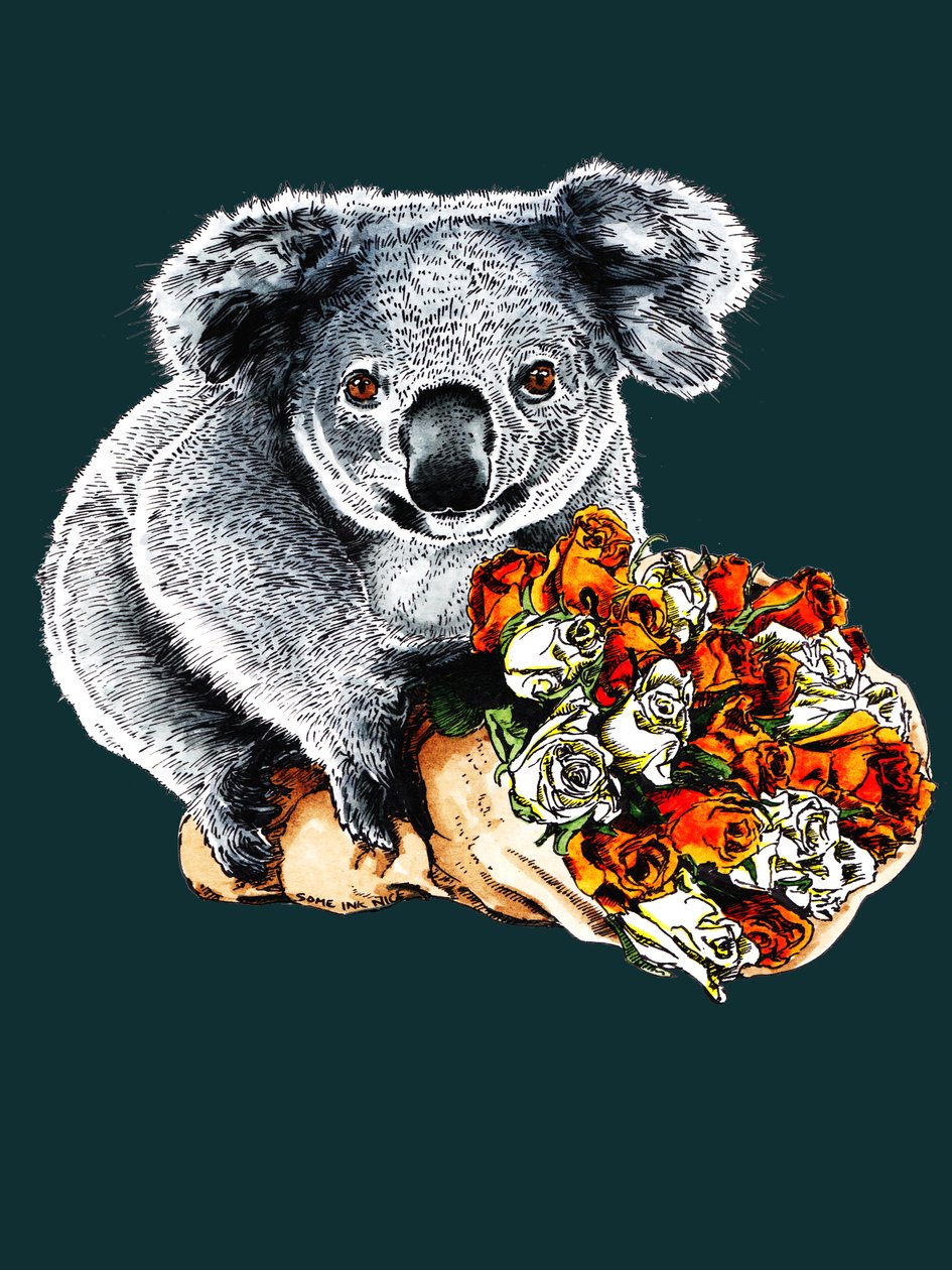 Bedankt koala op diep cyaan, 2020 door Mike Davis