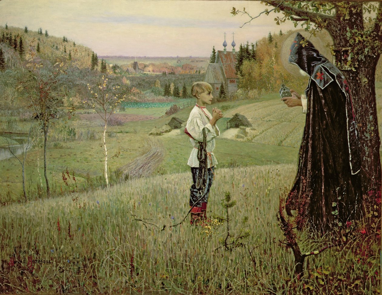 Het visioen van de jonge Bartholomeus door Mikhail Vasilievich Nesterov