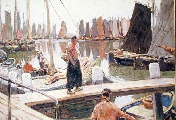 Zeilboten, kalm door Mikhail Alexandrovich Demianov