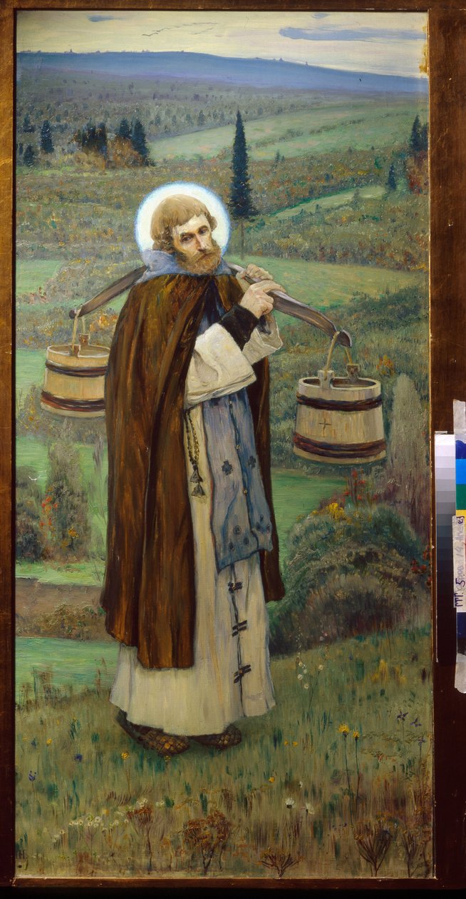 De werken van Sint Sergius door Mikhail Vasilievich Nesterov