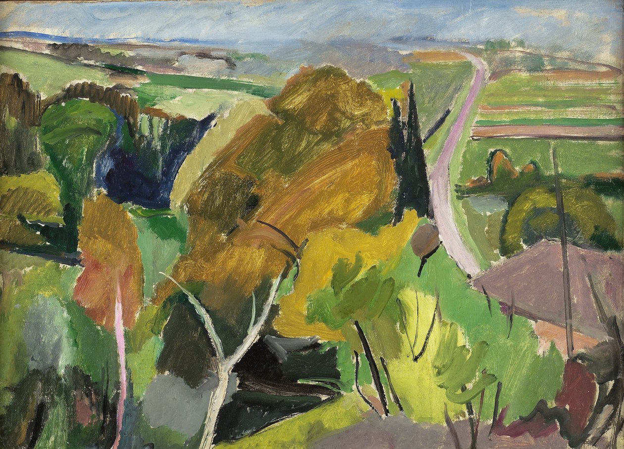 Herfstlandschap, Lot et Garonne door Mildred Bendall