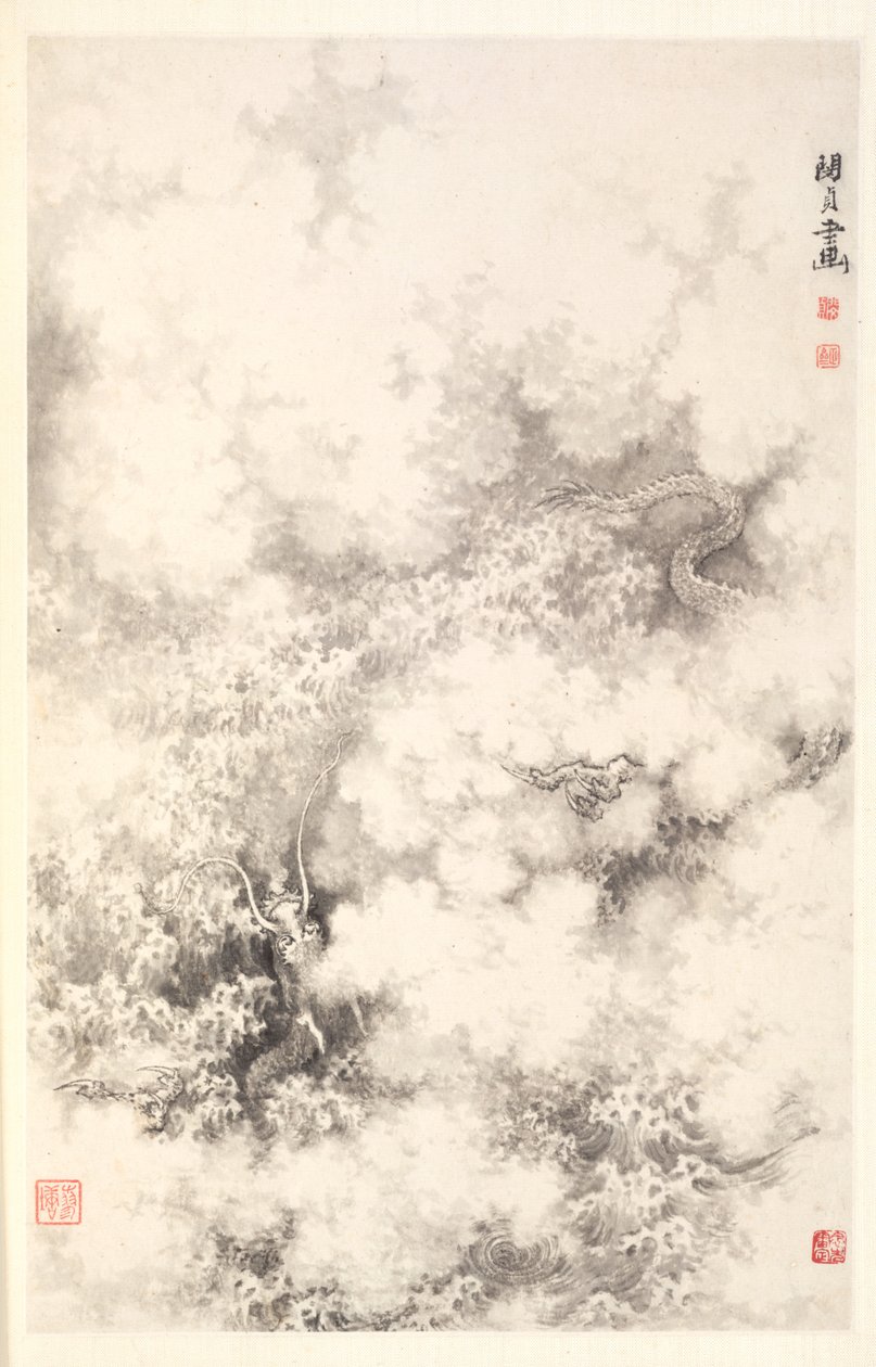 Draak tussen Wolken, 1788 door Min Zhen