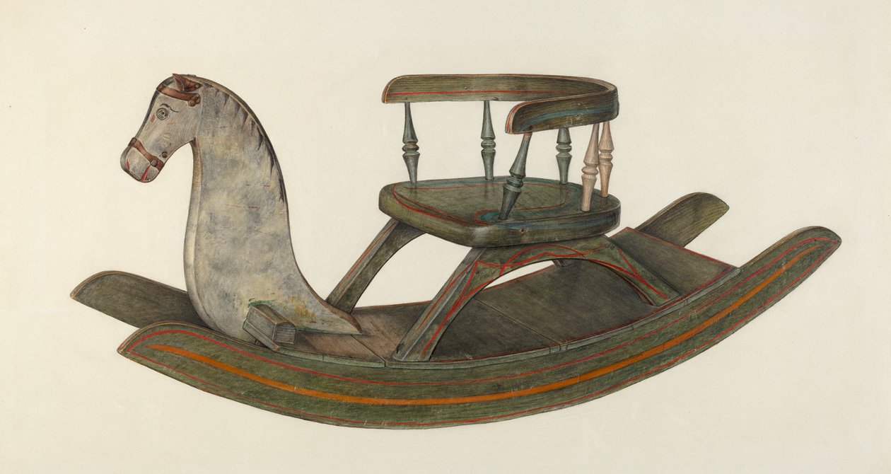 Hobbelpaard, ca. 1940 door Mina Lowry
