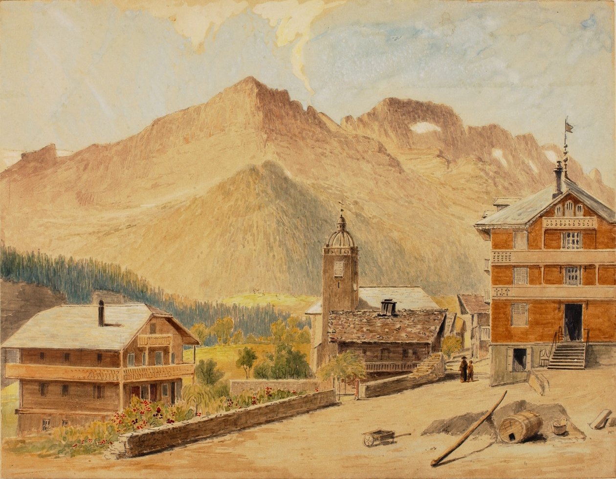 Champery en Mt. Bounaveau, Zwitserland door Miner Kilbourne Kellogg