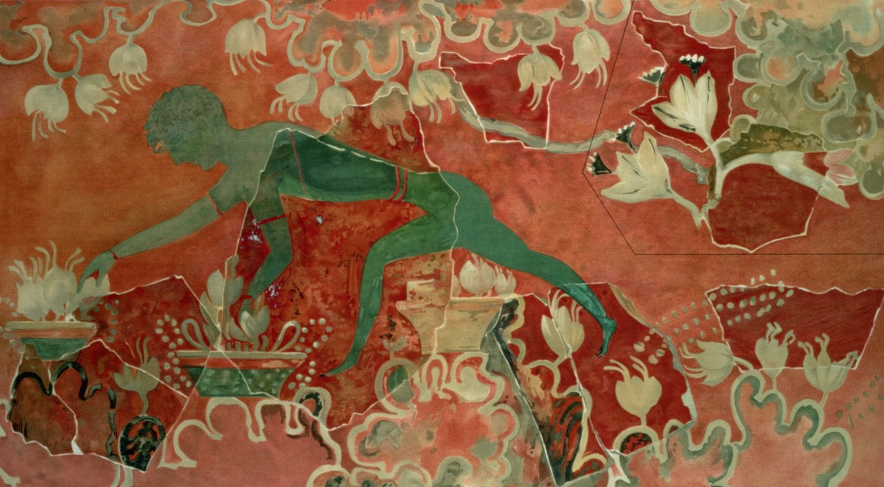 Jongen van de Blauwe Aap Fresco, Paleis van Knossos, Kreta, ca. 1500 v.Chr. door Minoan