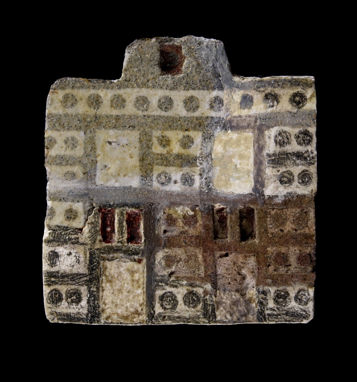 Faience inlegplaat met een tweelaags huis, Midden-Minoïsche IIIA Periode, ca. 1800-ca. 1750 v.Chr. door Minoan