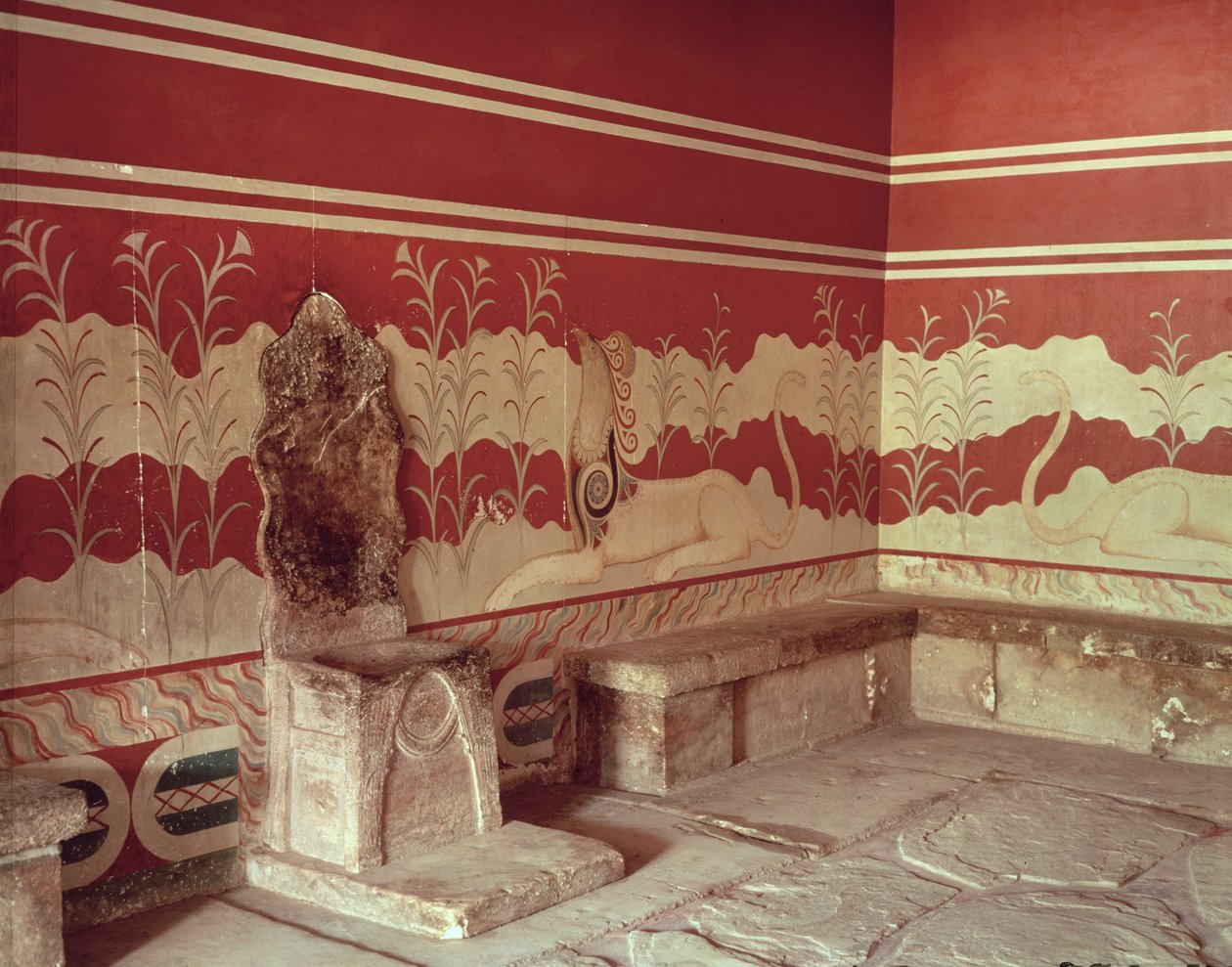 De Troonzaal van Minos, 1500-1400 v.Chr. door Minoan