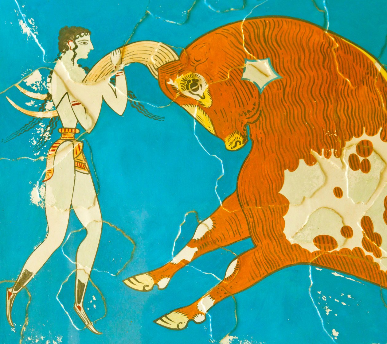 Toreador Fresco, Knossos, Kreta 1550-1450 v.Chr. door Minoan