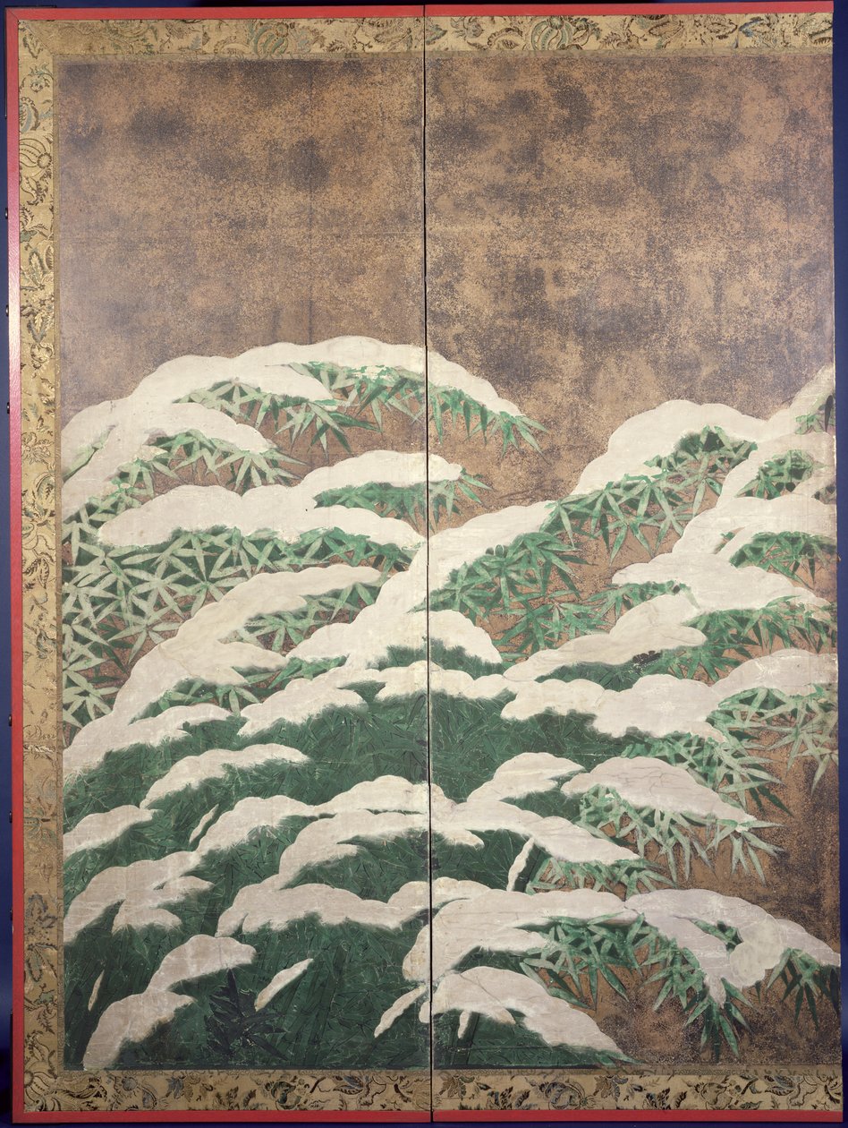 Bamboe in de sneeuw, ca. 1600 door Mitsuyoshi Tosa