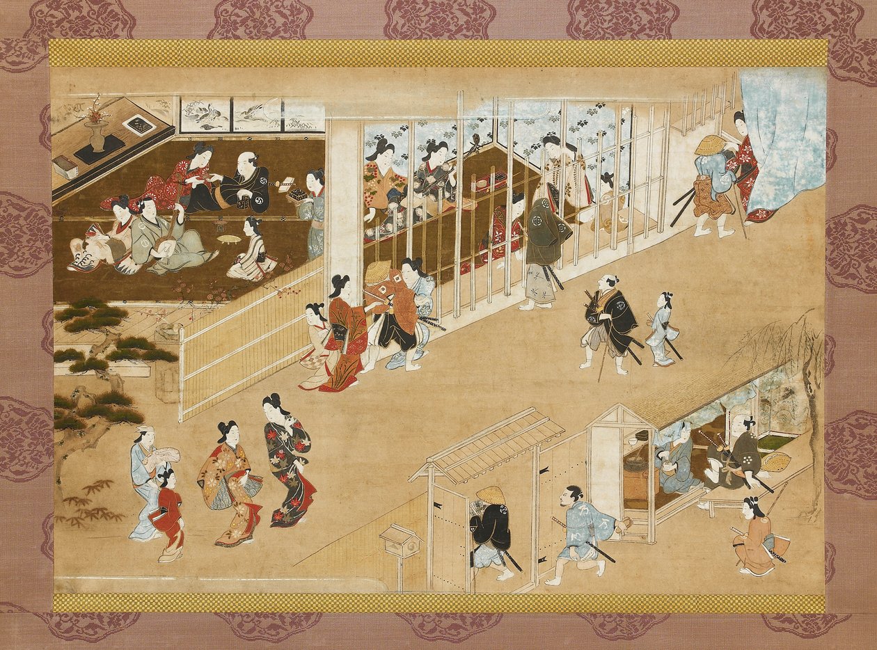 Yoshiwara plezierkwartier, ca. 1670-1685 door Miyagawa Chōshun