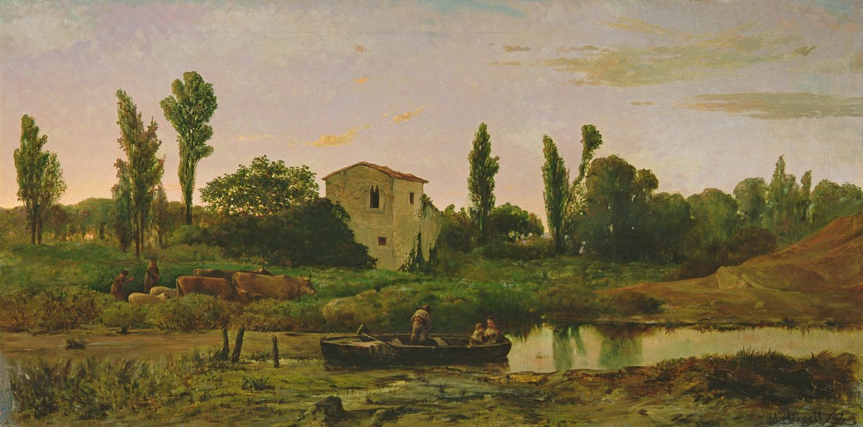 Landschap met Boot, 1867 door Modest Urgell