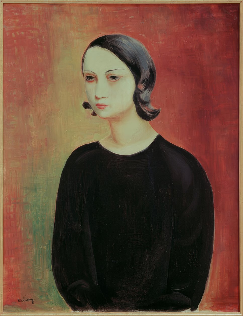 Meisje in zwarte blouse door Moise Kisling