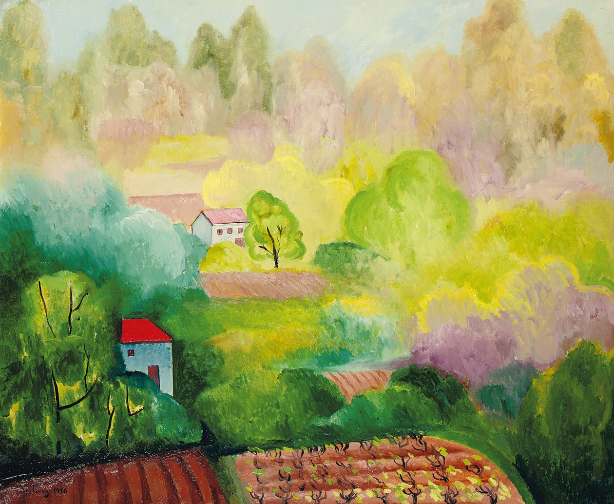 Landschap in Saint Tropez door Moise Kisling