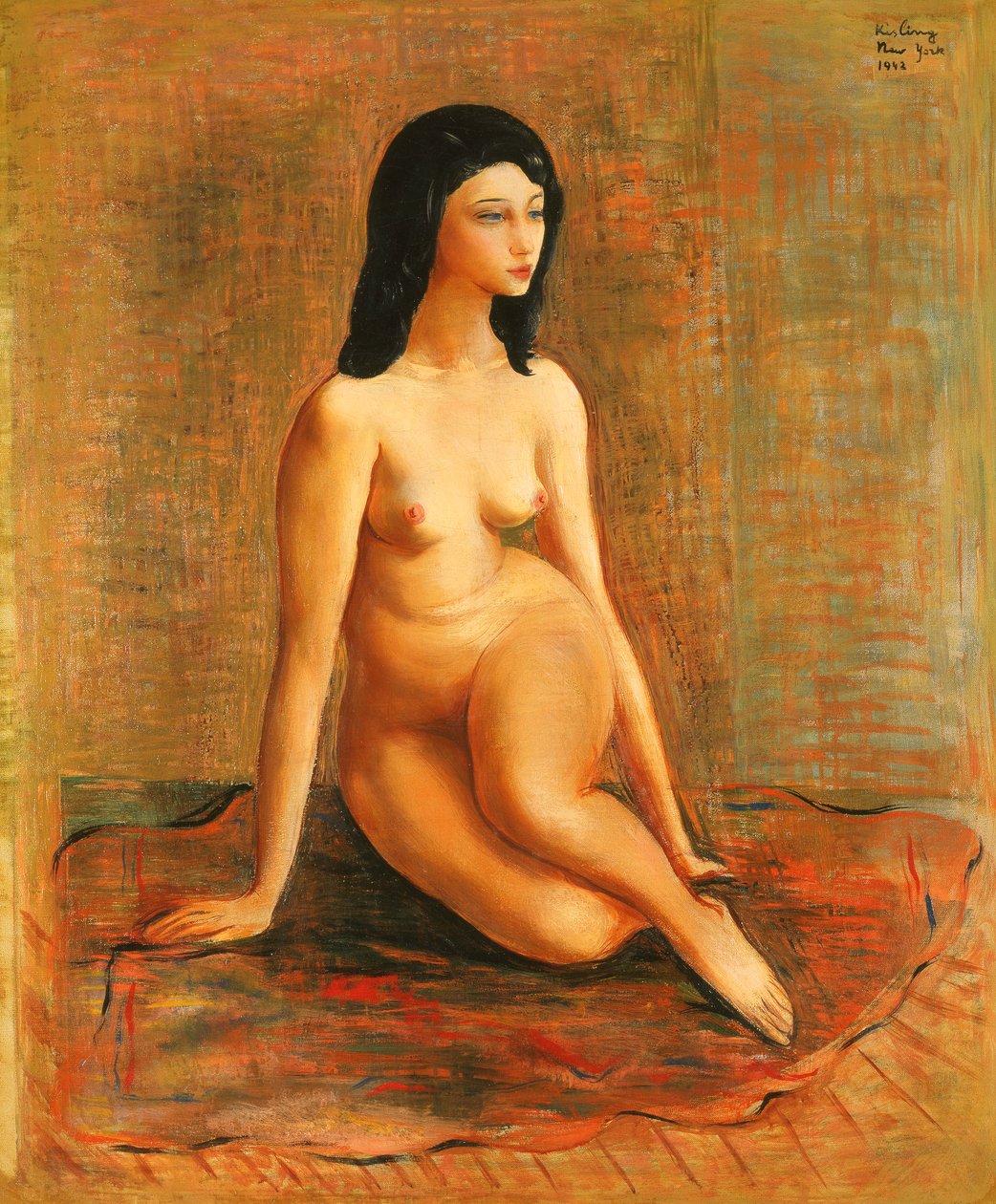 Nude Sitting; Nu Assis door Moise Kisling