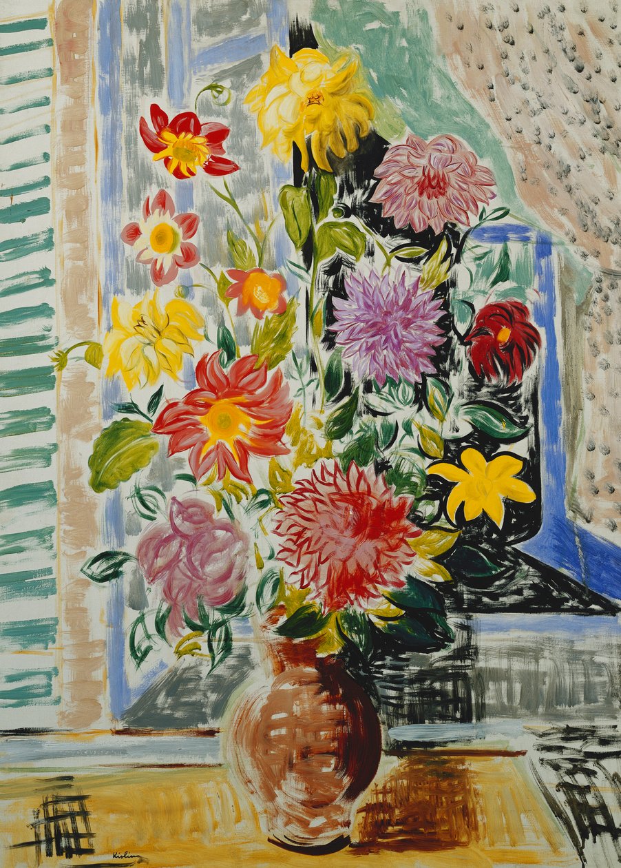 Vaas met bloemen; Vaas met bloemen door Moise Kisling